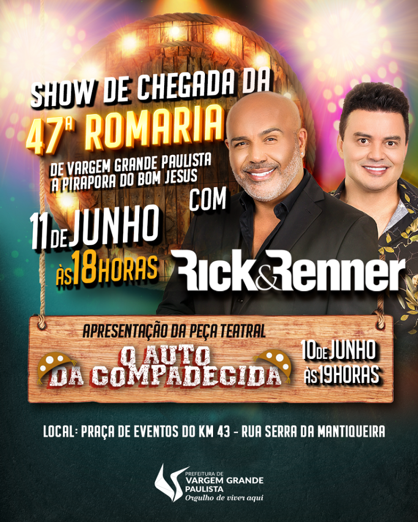 FEED_Romaria2023_v3-1-820x1024 <strong>47ª Romaria de Vargem Grande Paulista a Pirapora do Bom Jesus terá show com a dupla Rick & Renner</strong>